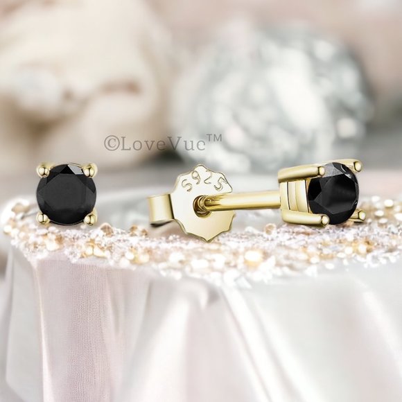 0.30ct. t.w. Black Diamond Solitaire Dainty Earrings VVS1 - Picture 4 of 14